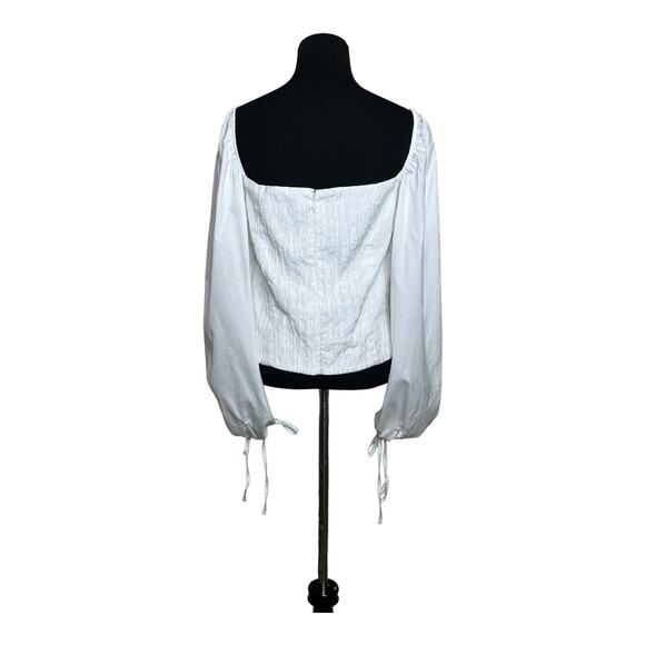 Federica Tosi white puff long sleeves peasant blouse size 46 - Large - Picture 13 of 15